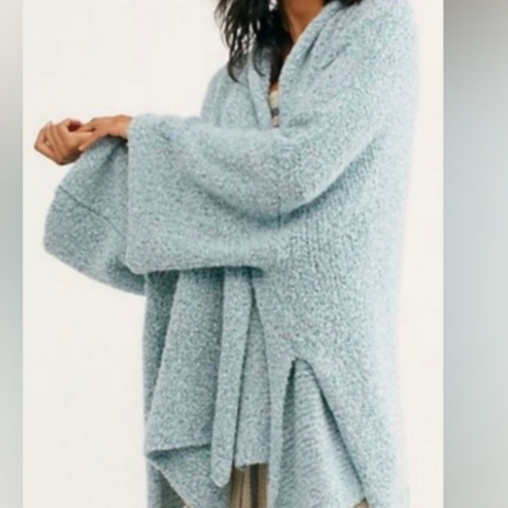 BFF Blue waterfall BOUCLE cardigan free people OVERSIZED